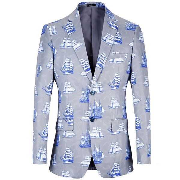 

feitong men's blazer winter fashion business casual wedding blazers jacket coat print single breasted slim male double-breasted, White;black