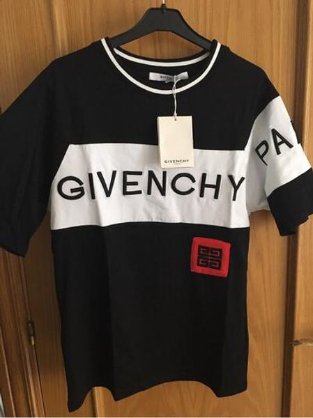 

luxury europe paris embroidery contrast patchwork tshirt fashion mens designer givenchy t shirt casual men clothes cotton tee, White;black