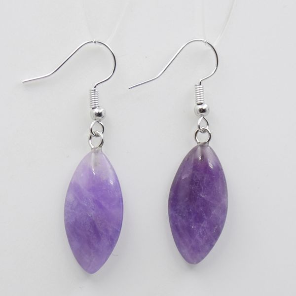 

natural stone dangle earrings horse eye shaped pink purple crystal quartzs opal drop earring simple ear jewellery for women girl, Silver