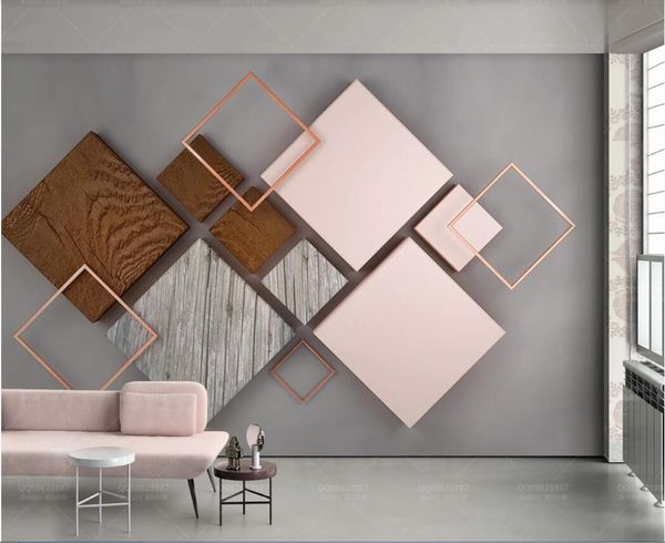 

wdbh 3d wallpaer custom p 3d geometric quadrilateral wood grain modern nordic tv background wall wallpaper for walls 3d