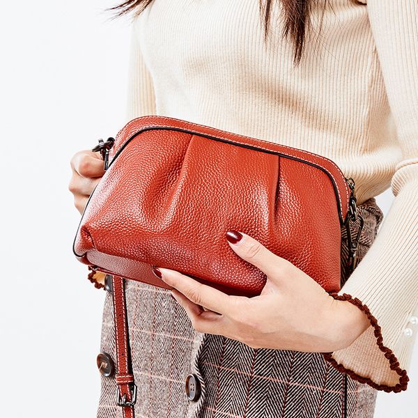 

genuine leather shoulder bag for women messenger bags ladies retro cow leather handbag purse female crossbody bag shell 2020