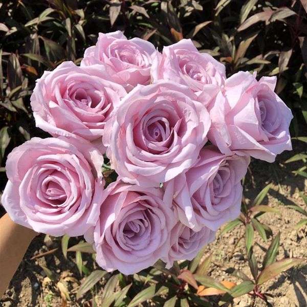 

40cm rose pink silk artificial flowers bouquet fake flowers for home wedding decoration indoor