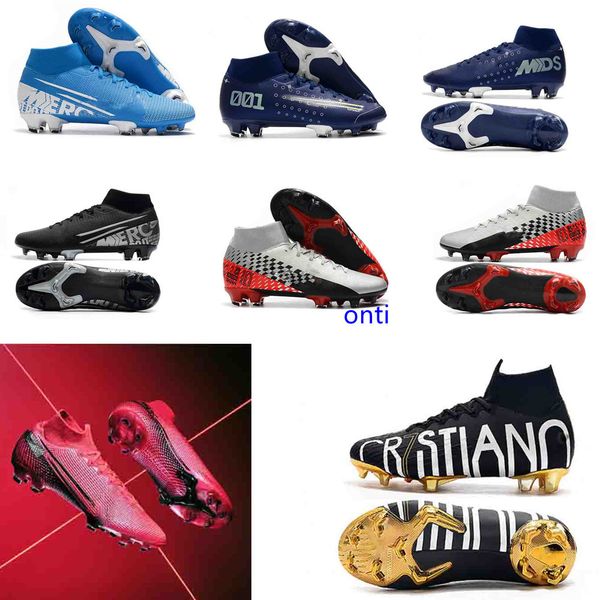 

gift bag 20th anniversary soccer cleats mercurial superfly vi 360 cr7 superflyx 7 elite ac soccer shoes high ankle football boots, Black
