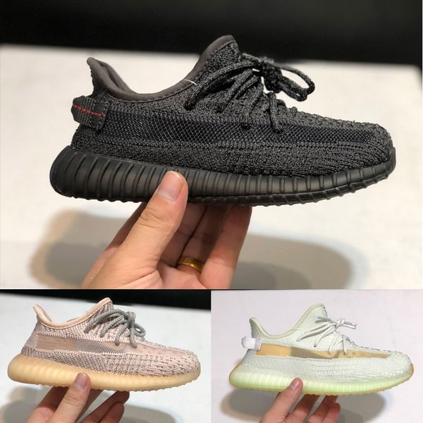 

new static baby kid children youth cream reflective infant true form hyper bred beluga clay hyperspace kany west running shoes sport sneaker, Black