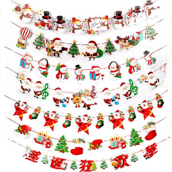 

new year santa snowman parachute home garden festive party supplies banner flag garlands christmas decor cartoon pull flags