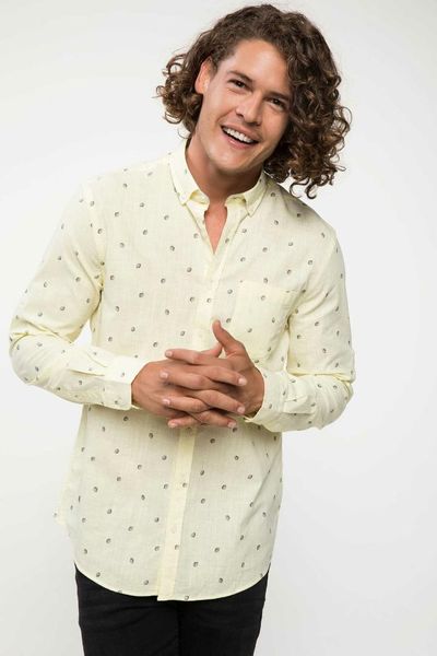 

defacto fashion lapel collar men casual dot shirt long sleeve simple pockets shirts male shirt-i4967az18sm, White;black