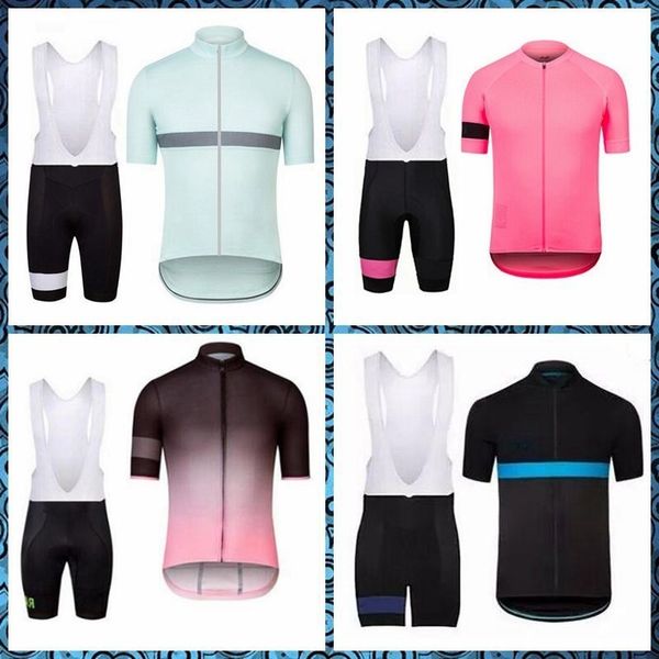 

rapha team cycling short sleeves jersey bib shorts sets outdoor bicycle 2019 new 3d gel padded summer style mtb maillot ciclismo u50811, Black;red