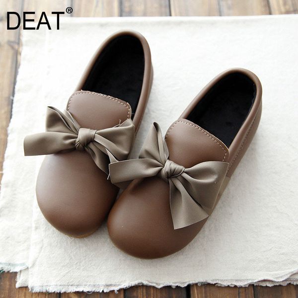 

deat] 2020 round toe shallow bowknot casual simple pu leather single flat shoes women new spring autumn fashion tide 10f522, Black