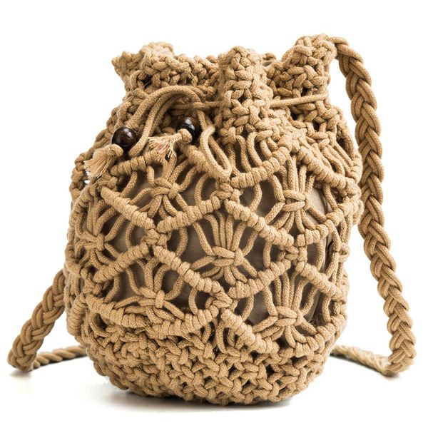 

hollow out design rope package women fashion summer shoulder diagonal tassel luxury handbag female designer ladies handbag retro