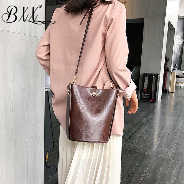 

bxx sac / 2019 fashion autumn winter luxury women's handbags designer wild solid color bucket pack shoulder crossbody bag zf073