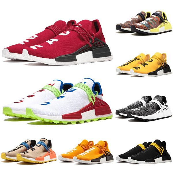 

Mens Designer Sneakers Human Race PW Fashion Brand Tennis Primeknit shoes Red White Nerd triple black Solar Pack Womens Sport Trainers 36-47