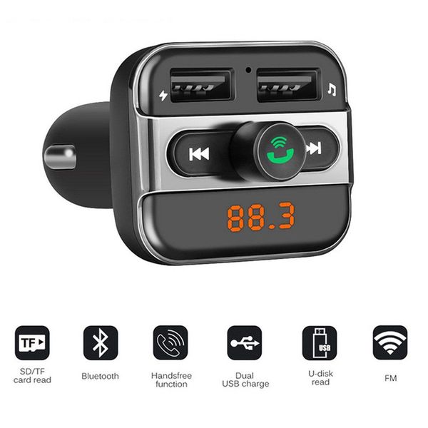 

1.2''inch display bluetooth car mp3 player dual usb car charger fm transmitter bluetooth hands-calling 2.4a