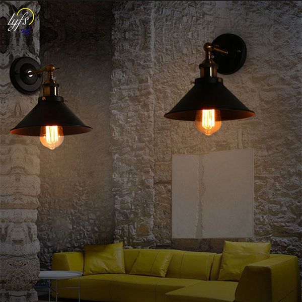 

lyfs european antique iron small cover wall lamp village personality creative wall lamp retro iron lighting black/white