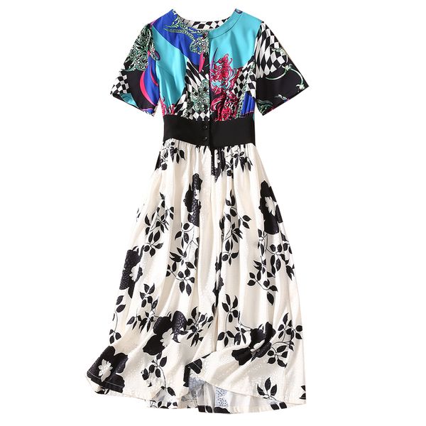 

красный roosarosee дизайнерская мода лето 2020 высокого класса женщины с коротким рукавом печати миди платье элегантный holiay vestidos хала, Black;gray