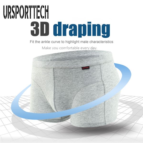 

new brand underwear men boxers grey cotton breathable boxer men underwear u convex pouch underpants solid homewear shorts, Black;white