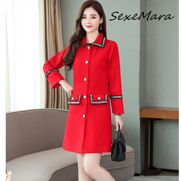 

winter 2019 oversized vintage patchwork women coats fashion single breasted wool cashmere coats, Black