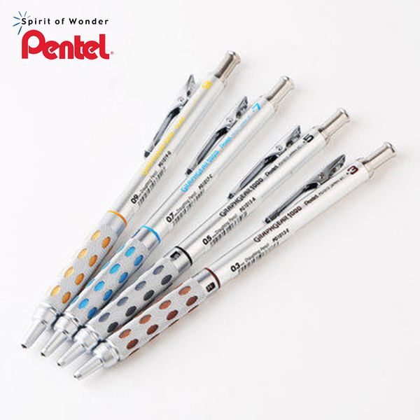 

4 pentel graphgear 1000 механический чертежный набор карандашей pg1013/15/17/19(0.3/0.5/0.7/0.9 мм, Blue;orange