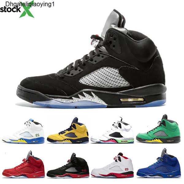

classic 5 5s mens basketball shoes island green trophy room ice blue laney fab sp fire red sports sneakers size 7-13, Black