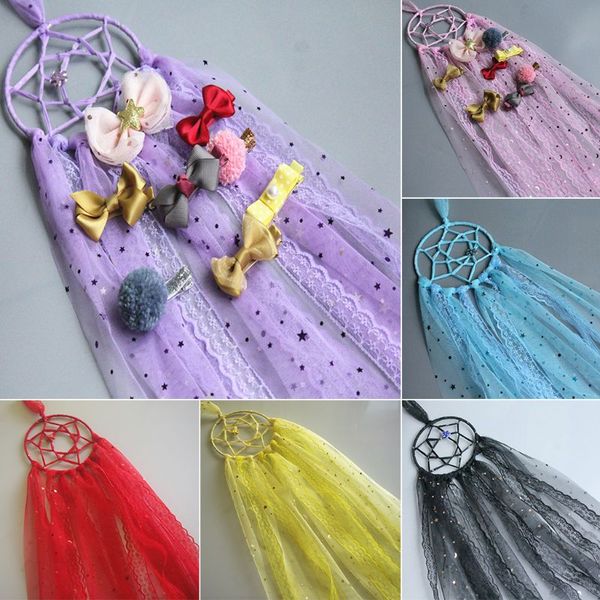 

hair clips organizer hanging dream catcher storage hairpins hanger fashion creative home kids children headwear decoration, Pink;blue