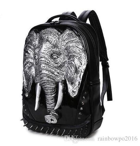 

мода досуг бесплатная доставка заклепки бесплатно 3d силиконовый слон панк рюкзак личность творческий уличный повседневный высококлассный pu