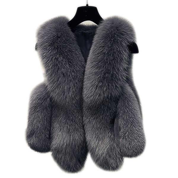 

winter faux fur vest women jacket 2018 coat thick warm faux fur vest outerwear womens coat female plus size 3xl, Black