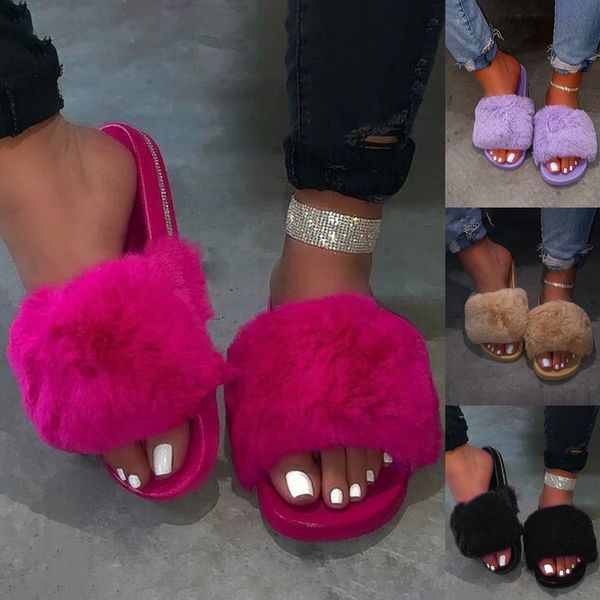 

summer sandals beach shoes woman 2020 new spring indoor soft home furry slippers non-slip shoes warm casual flat slipper outdoor
