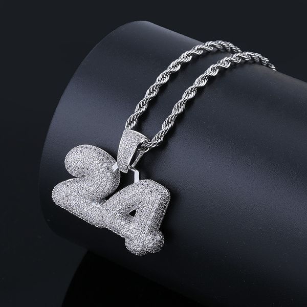 

hip-hop number 24 pendant jewelry men's necklace ornaments filled with zircon selling in europe and america, Silver