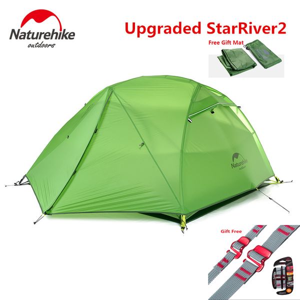 

naturehike factory sell starriver2 upgraded ultralight 20d silicone fabric waterproof double-layer 2 person outdoor camping tent