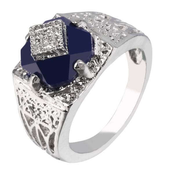 

vintage women lady alloy silver plated blue crystal ring wedding size 11, Slivery;golden