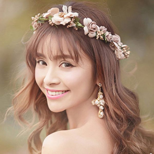

women flower hairband floral crown artificial flower wedding party beach hair garland summer ladies girl sweet princess headband