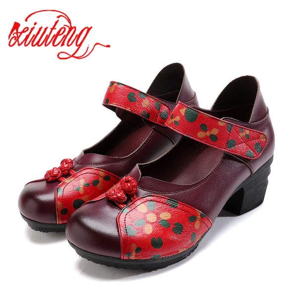 

xiuteng 2018 lady genuine leather thick heel women's pumps for women fashion bowtie slip on pumps shoes summer, Black