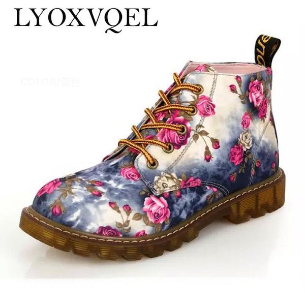 

british retro print autumn and winter women ankle boots lace up flat boots motorcycle boots size 35-40 m103, Black