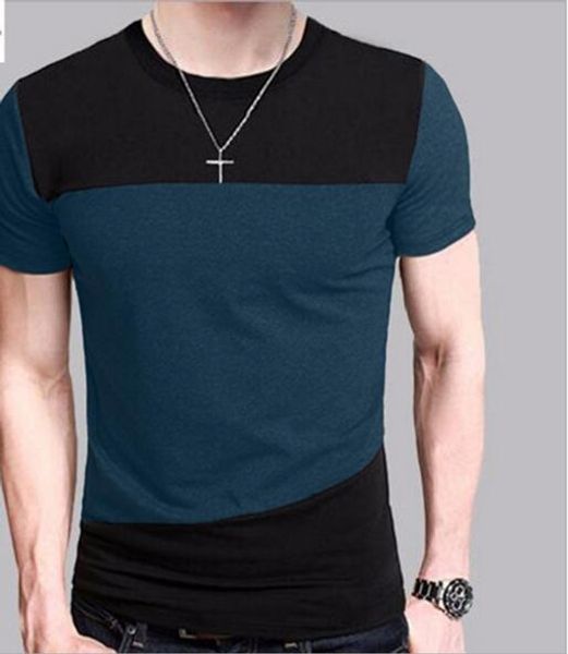 

men's t-shirts summer gentleman clothing zsiibo fashion harajuku t-shirt bts casual slim fit hip hop tees stitching shirt 1pcs, White;black