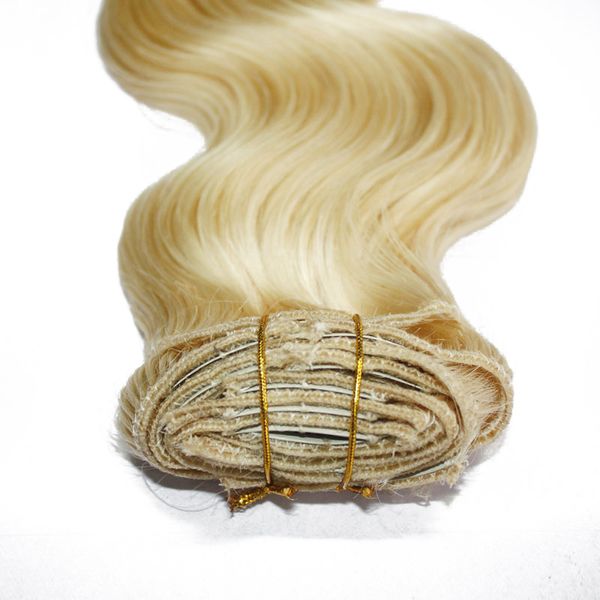 

ce certificated quality clip in human hair extensions indain virgin hair, 8pcs set 120g body wave blonde brown black hair clips, dhl