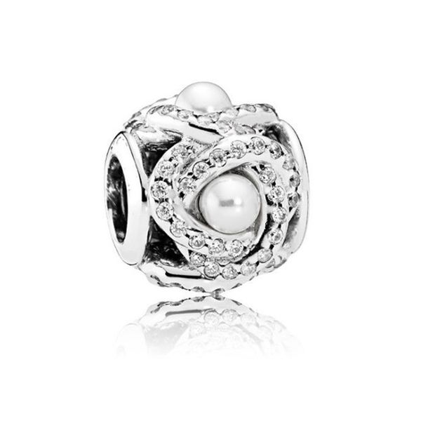 

artificial pearl white rhinestone alloy charm bead fashion jewelry stunning european style fit for pandora bracelet bangle, Black