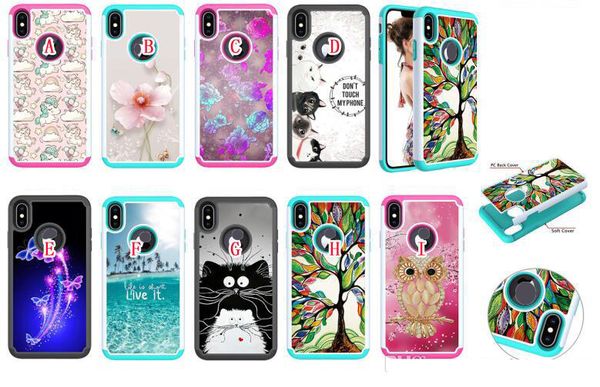 

armor hybrid cartoon hard pc tpu case for samsung galaxy s10e s10 plus note 10 pro shockproof unicorn flower butterfly owl skin cover 50pcs