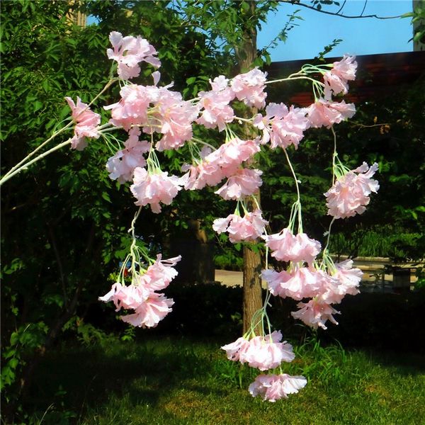 

fake cherry blossom flower rattan vine branch begonia sakura tree stem for event wedding tree deco artificial decorative flowers 02-1