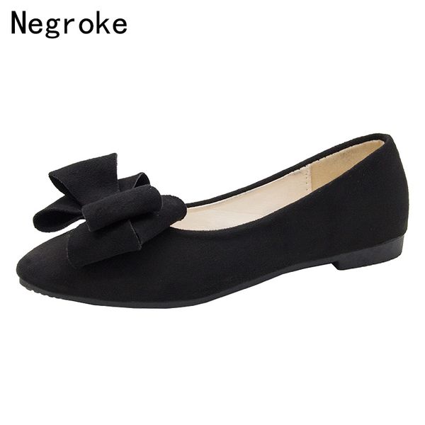 

women ballet flats shoes slip on pointed toe ladies casual shoes knitting comfortable soft loafers boat for woman, Black