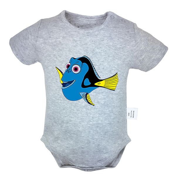 

finding nemo regal blue tang dory printed 6-24m newborn baby girl boys clothes short sleeve romper jumpsuit outfits 100% cotton, White