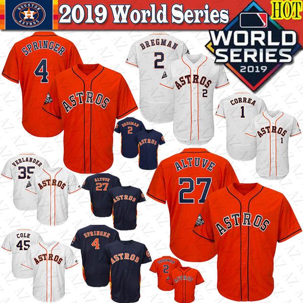 

Hou ton 2019 world erie men jer ey a tro george pringer alex bregman jo e altuve ju tin verlander carlo correa cole ba eball jer ey
