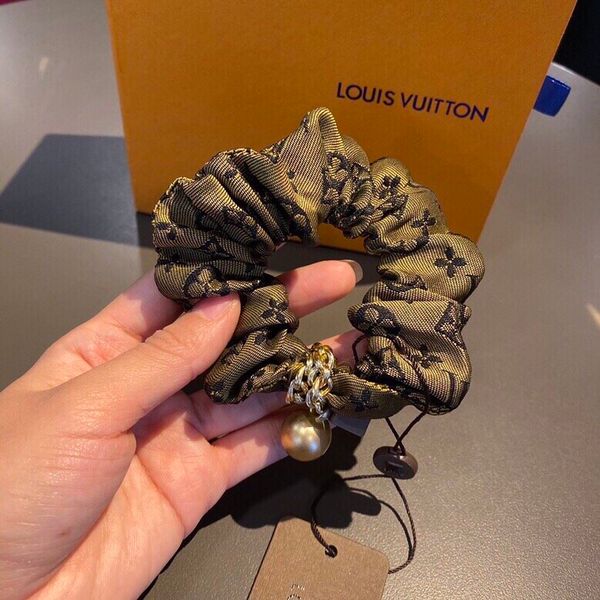 

3cm super good quality c letter hair rope with stamp, handmade big pearl hair ring hair ring head rope head rubber band headdress party gift, Black;brown