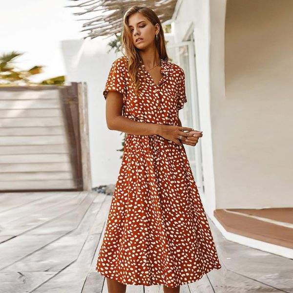 

cover-ups 2021 women dresses slim floral print knee-length v-neck dress beach vacation bohemia short sleeve
