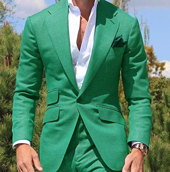 Mais recente projeto Mens Jantar Terno Noivo Smoking Groomsmen Ternos de casamento Blazer para os homens na moda verde (jaqueta + calça) Terno