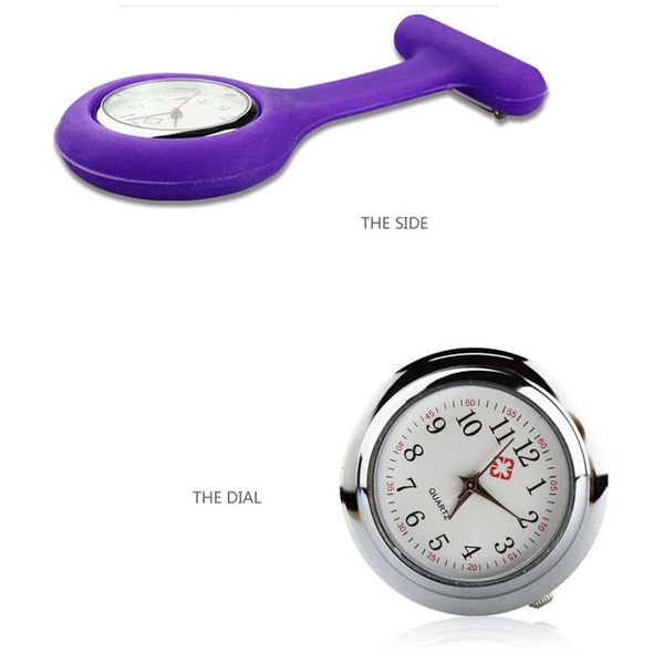 

silicone nurse watch brooch tunic fob watches doctor medical nurse watch clock silicone pocket & fob watches quartz clock, Slivery;golden