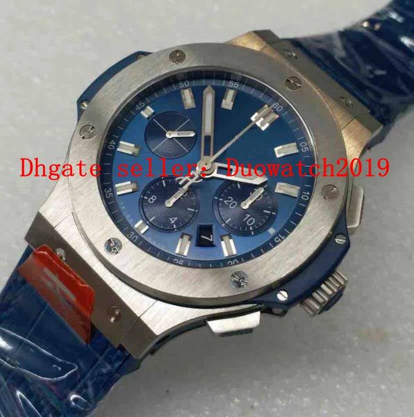 

mens luxury 44mm men's chronograph watches mens automatic cal.4100 movement watch crystal valjoux blue rubber sport eta swiss eta satch, Slivery;brown