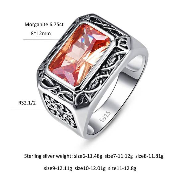Retro Fashion Jewelry 925 Silver Gemstone Women Bridal Ring Gift Size 6-11