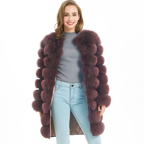 

women's natural fur real fox coat winter women's jacket coat vest girl leather fashion coat y190926, Black;brown