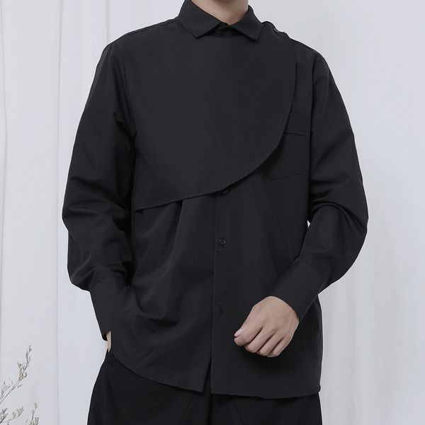 

customized s~5xl new men's clothing original personality gd leisure new small design long sleeve shirt with splicing, White;black