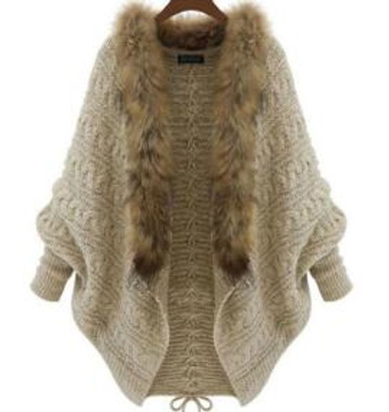 

autumn winter knitted cardigans coat women fashion long sleeve batwing poncho sweater beautiful womans crochet cardigan, White;black