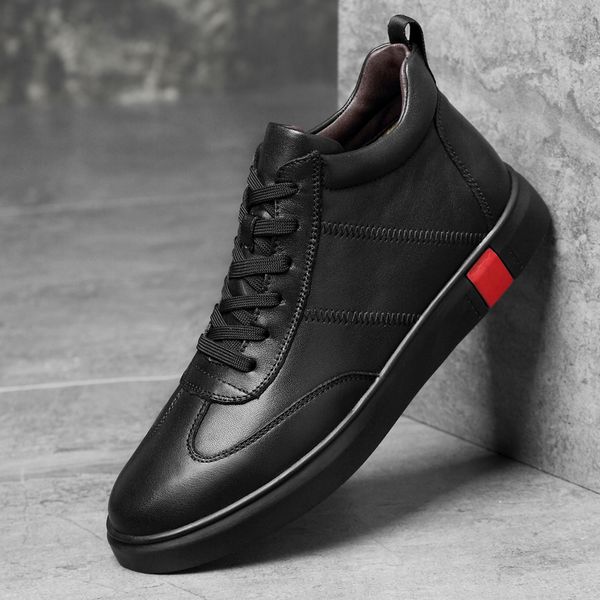 

genuine leather men ankle boots black snow boots waterproof lace up winter men with fur warm shoes size 38-46 l4
